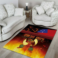 Samoan Siva Afi Area Rug Tribal Performers of Samoan Fire Knife Dancing LT03 - Polynesian Pride
