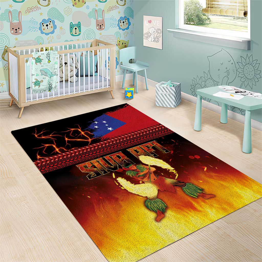 Samoan Siva Afi Area Rug Tribal Performers of Samoan Fire Knife Dancing LT03 - Polynesian Pride