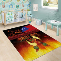 Samoan Siva Afi Area Rug Tribal Performers of Samoan Fire Knife Dancing LT03 - Polynesian Pride