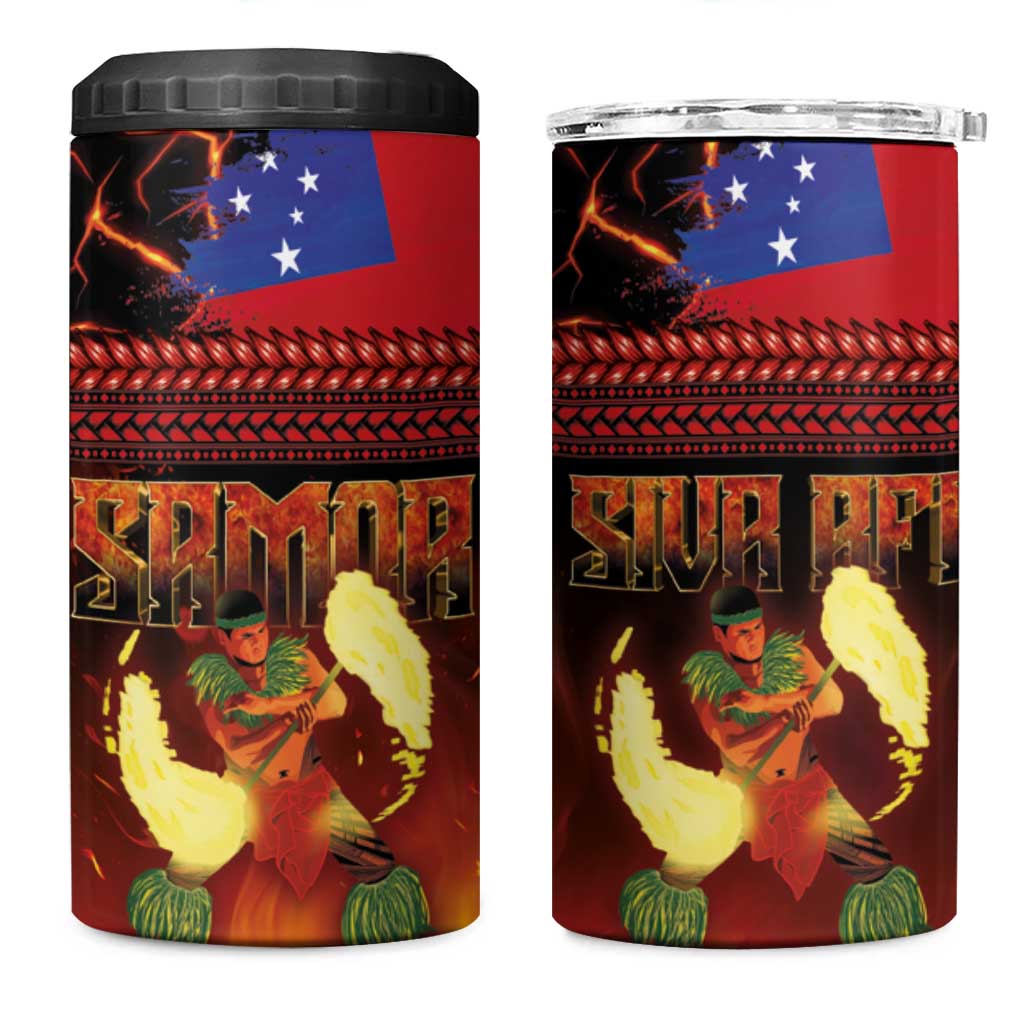 Samoan Siva Afi 4 in 1 Can Cooler Tumbler Tribal Performers of Samoan Fire Knife Dancing