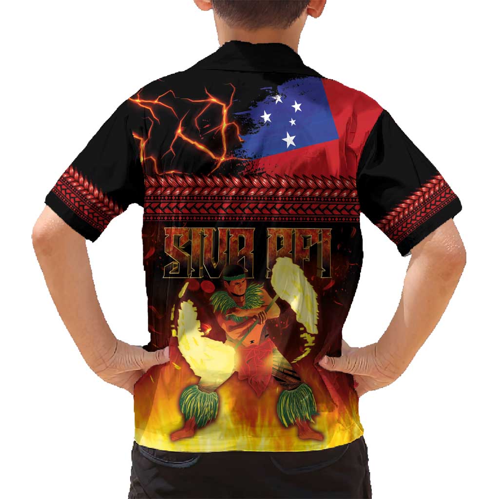 Samoan Siva Afi Family Matching Tank Maxi Dress and Hawaiian Shirt Tribal Performers of Samoan Fire Knife Dancing