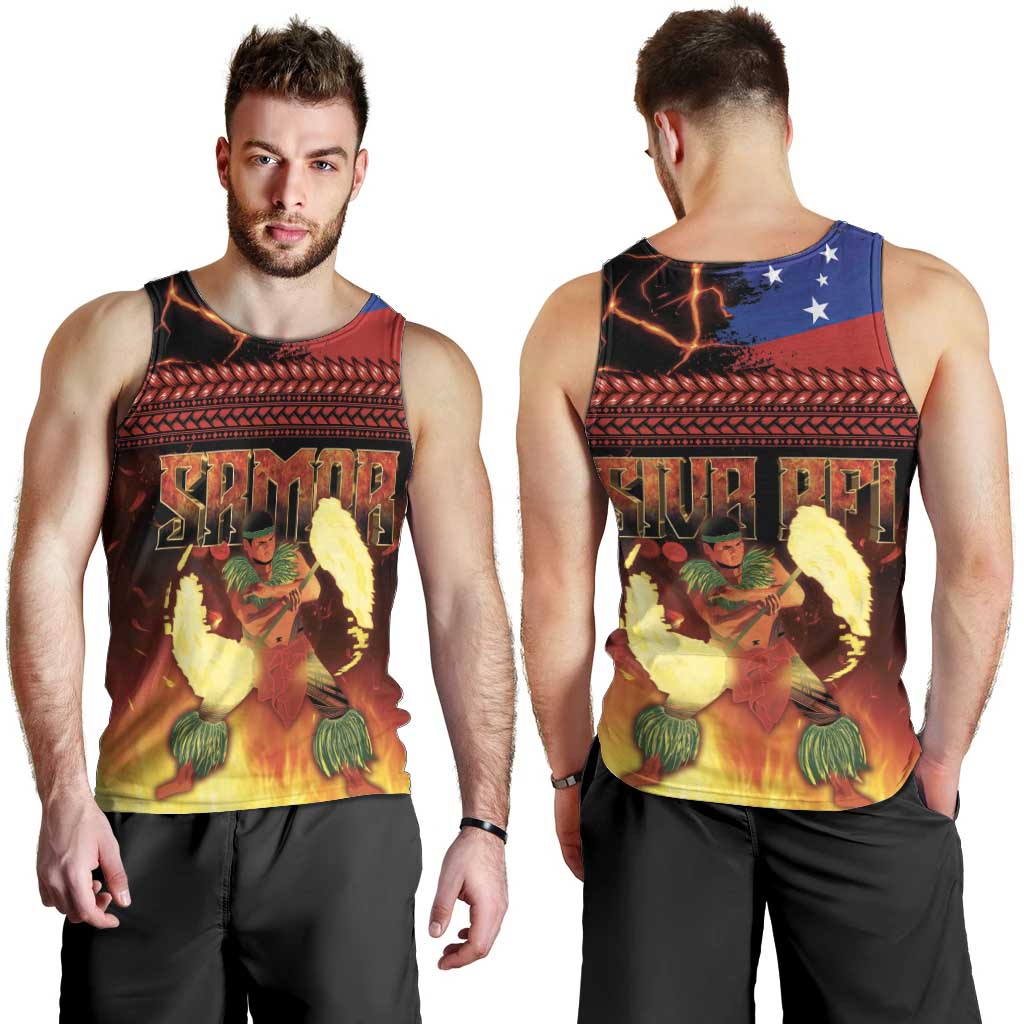 Samoan Siva Afi Men Tank Top Tribal Performers of Samoan Fire Knife Dancing