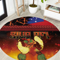Samoan Siva Afi Round Carpet Tribal Performers of Samoan Fire Knife Dancing LT03 Black - Polynesian Pride