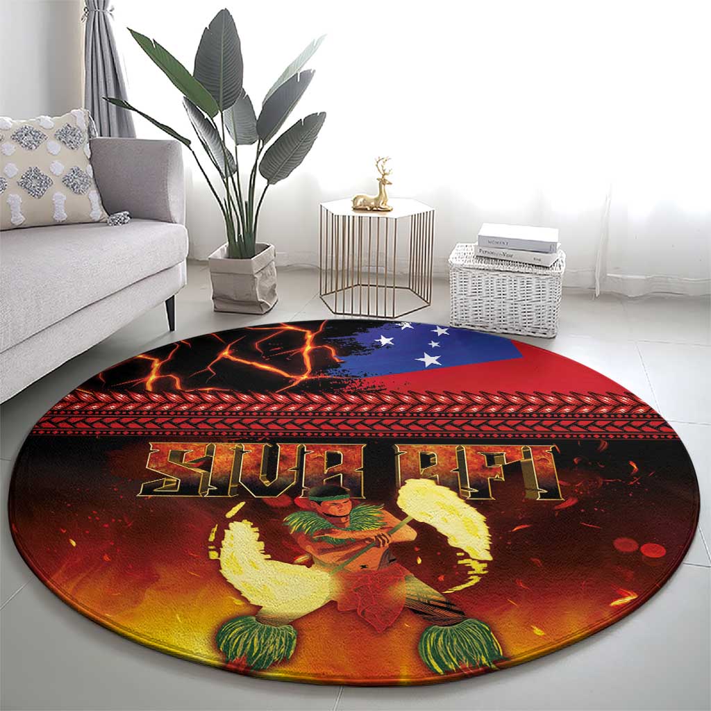 Samoan Siva Afi Round Carpet Tribal Performers of Samoan Fire Knife Dancing LT03 - Polynesian Pride