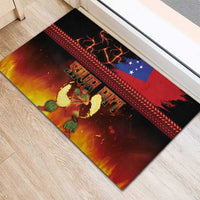 Samoan Siva Afi Rubber Doormat Tribal Performers of Samoan Fire Knife Dancing LT03 - Polynesian Pride