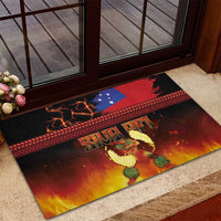 Samoan Siva Afi Rubber Doormat Tribal Performers of Samoan Fire Knife Dancing LT03 - Polynesian Pride