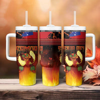 Samoan Siva Afi Tumbler With Handle Tribal Performers of Samoan Fire Knife Dancing