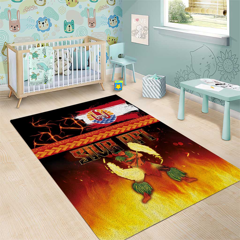 Tahitian Siva Afi Area Rug Tribal Performers of Tahitian Fire Knife Dancing