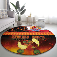 Tahitian Siva Afi Round Carpet Tribal Performers of Tahitian Fire Knife Dancing LT03 - Polynesian Pride