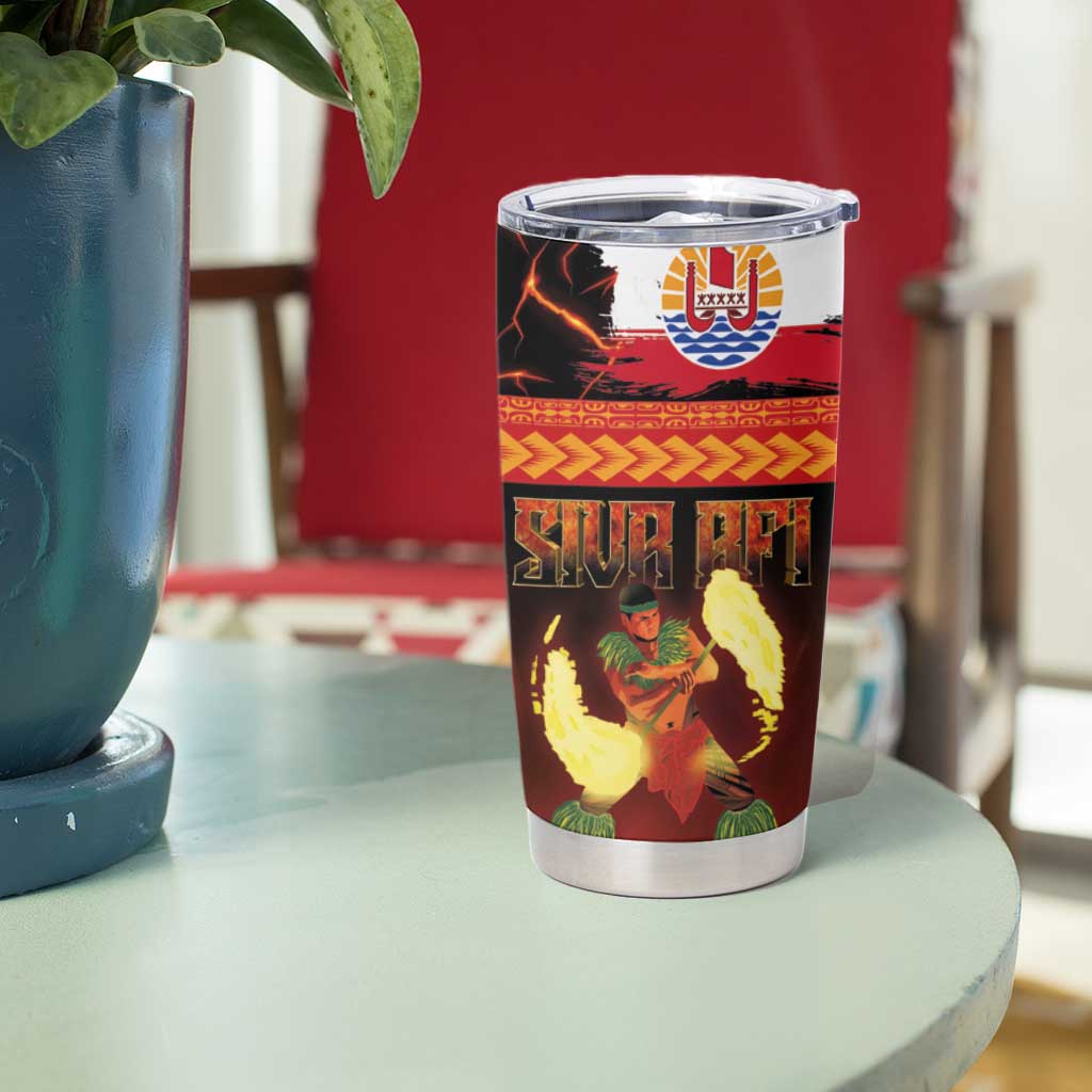 Tahitian Siva Afi Tumbler Cup Tribal Performers of Tahitian Fire Knife Dancing