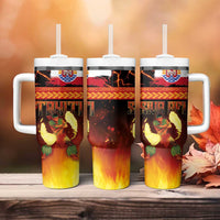 Tahitian Siva Afi Tumbler With Handle Tribal Performers of Tahitian Fire Knife Dancing