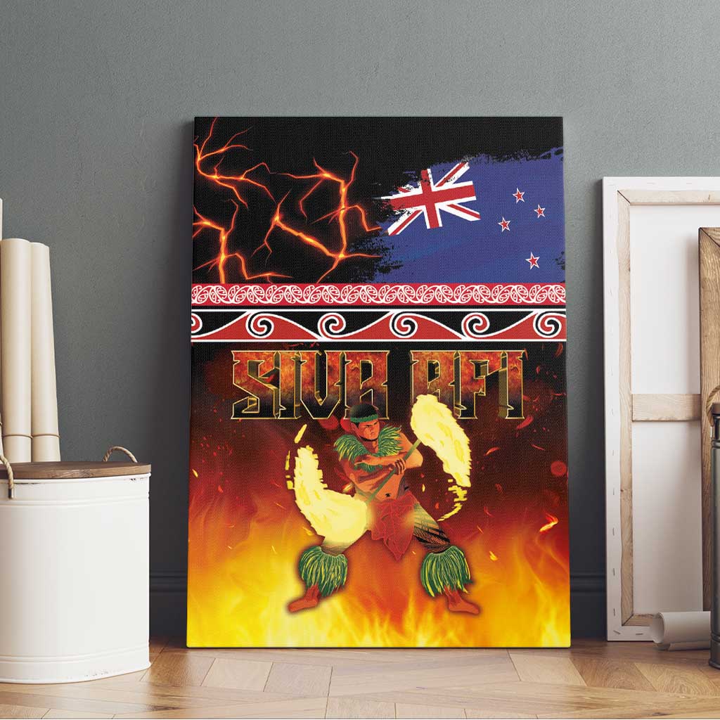 Aotearoa Siva Afi Canvas Wall Art Tribal Performers of Aotearoa Fire Knife Dancing