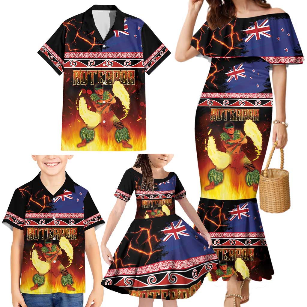 Aotearoa Siva Afi Family Matching Mermaid Dress and Hawaiian Shirt Tribal Performers of Aotearoa Fire Knife Dancing