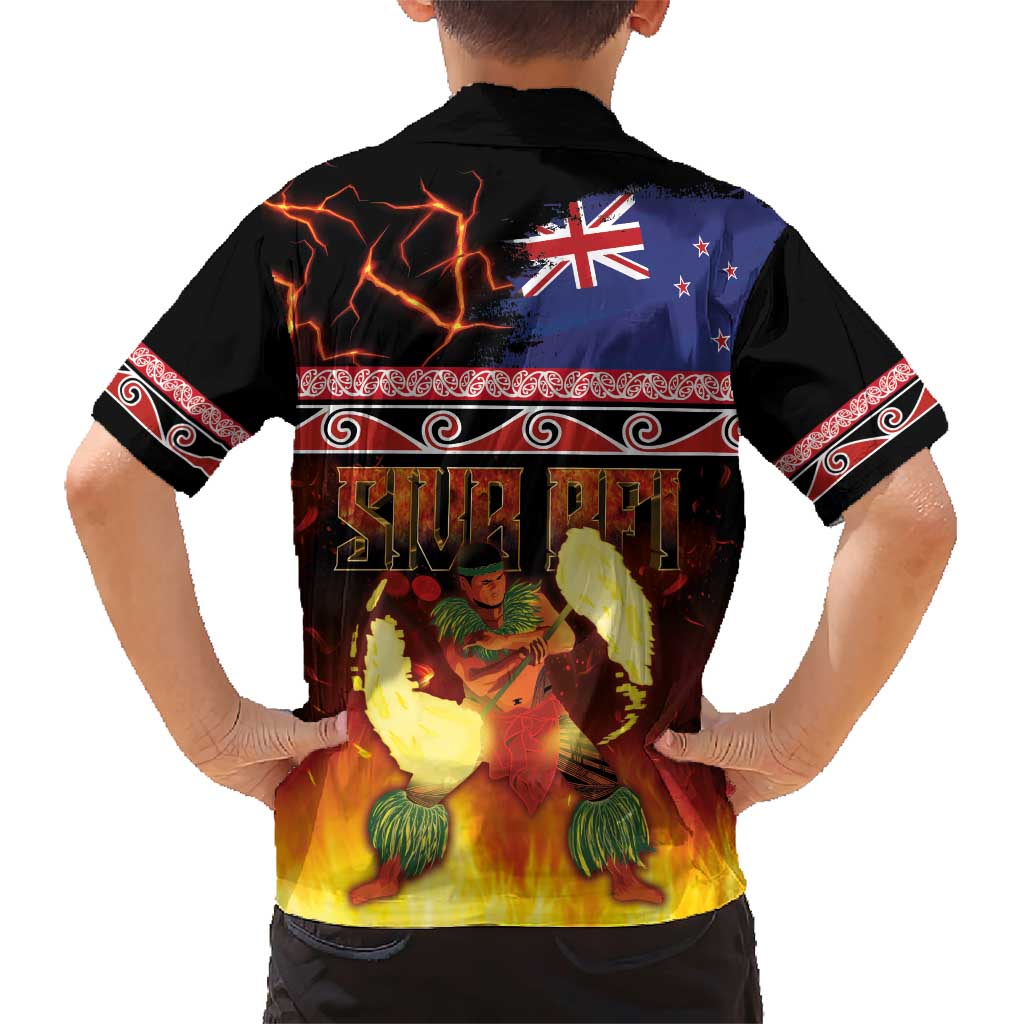 Aotearoa Siva Afi Family Matching Short Sleeve Bodycon Dress and Hawaiian Shirt Tribal Performers of Aotearoa Fire Knife Dancing