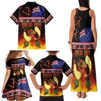Aotearoa Siva Afi Family Matching Tank Maxi Dress and Hawaiian Shirt Tribal Performers of Aotearoa Fire Knife Dancing
