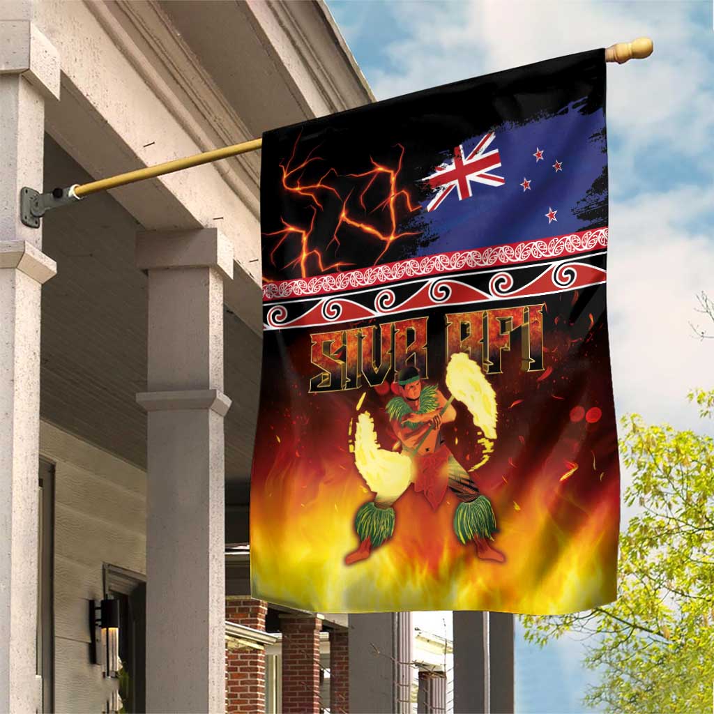 Aotearoa Siva Afi Garden Flag Tribal Performers of Aotearoa Fire Knife Dancing LT03 House Flag Black - Polynesian Pride