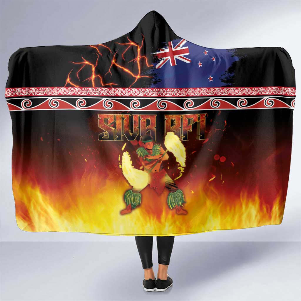 Aotearoa Siva Afi Hooded Blanket Tribal Performers of Aotearoa Fire Knife Dancing LT03 One Size Black - Polynesian Pride