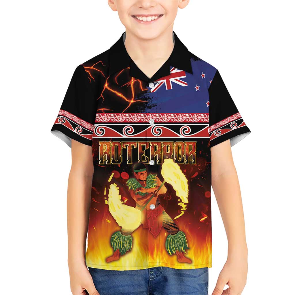 Aotearoa Siva Afi Kid Hawaiian Shirt Tribal Performers of Aotearoa Fire Knife Dancing LT03 Kid Black - Polynesian Pride