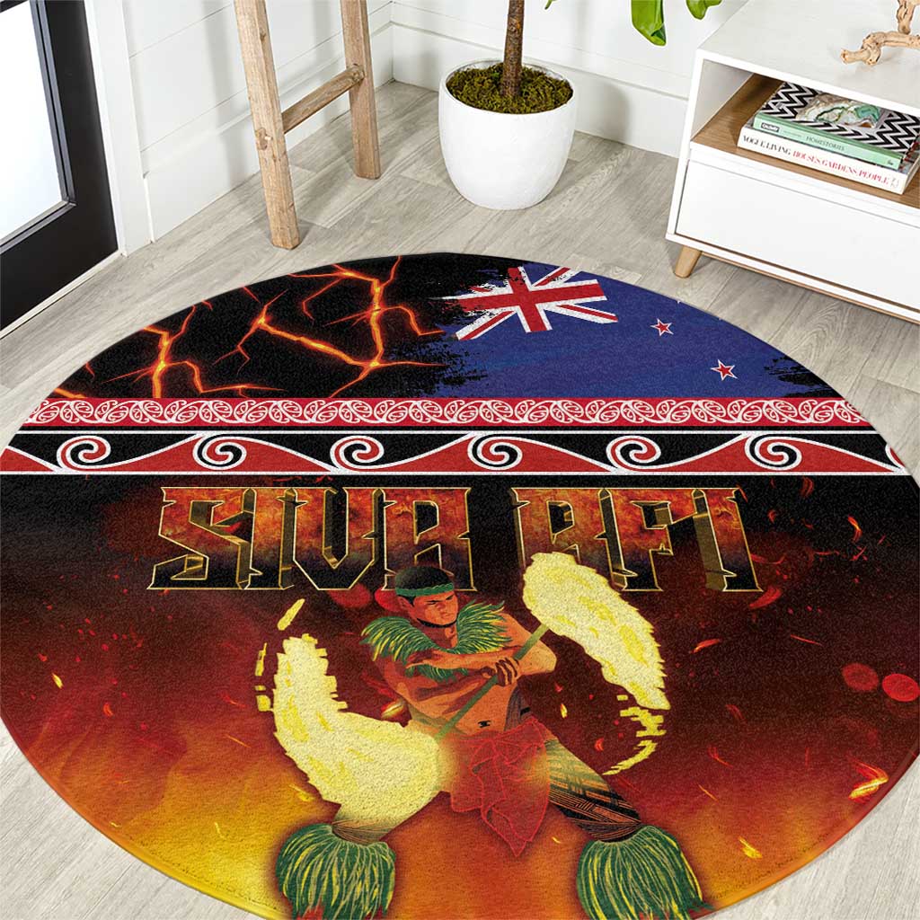 Aotearoa Siva Afi Round Carpet Tribal Performers of Aotearoa Fire Knife Dancing LT03 Black - Polynesian Pride