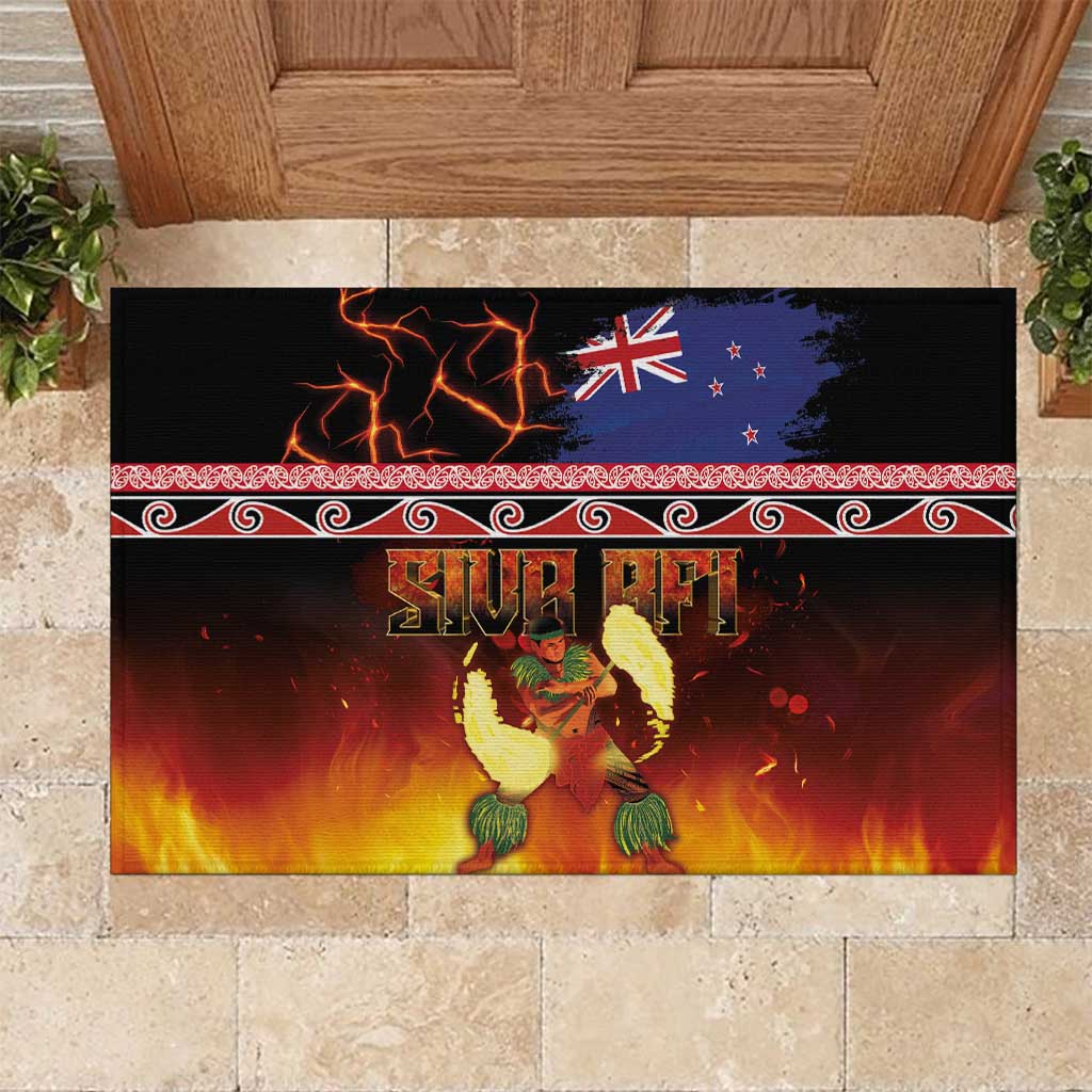 Aotearoa Siva Afi Rubber Doormat Tribal Performers of Aotearoa Fire Knife Dancing LT03 Black - Polynesian Pride