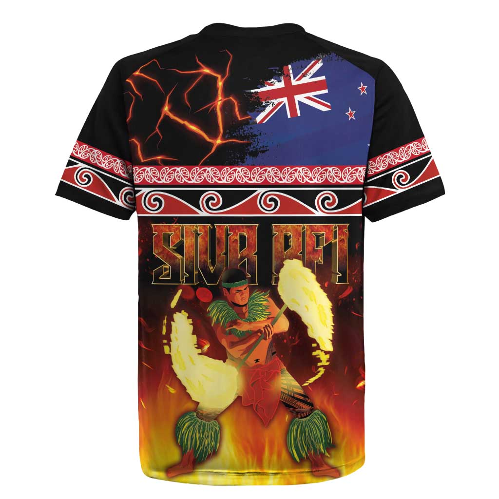 Aotearoa Siva Afi Rugby Jersey Tribal Performers of Aotearoa Fire Knife Dancing