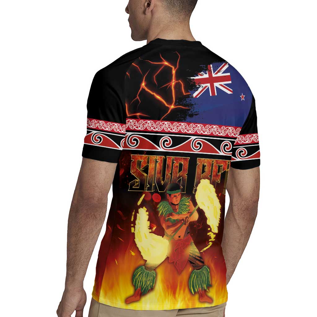 Aotearoa Siva Afi Rugby Jersey Tribal Performers of Aotearoa Fire Knife Dancing