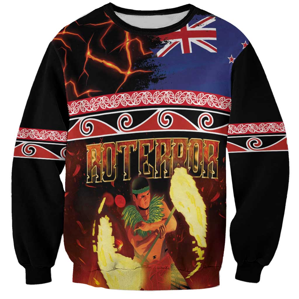 Aotearoa Siva Afi Sweatshirt Tribal Performers of Aotearoa Fire Knife Dancing LT03 Unisex Black - Polynesian Pride