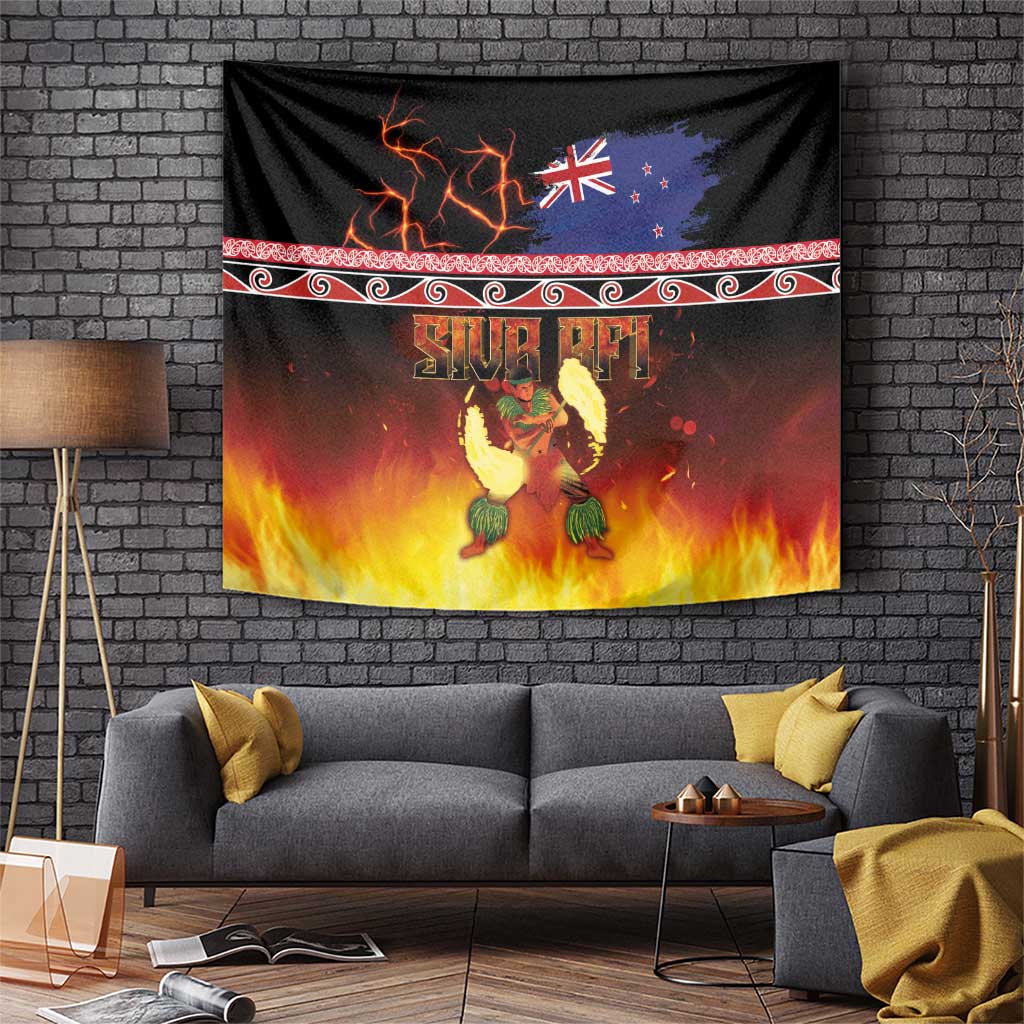 Aotearoa Siva Afi Tapestry Tribal Performers of Aotearoa Fire Knife Dancing LT03 Black - Polynesian Pride