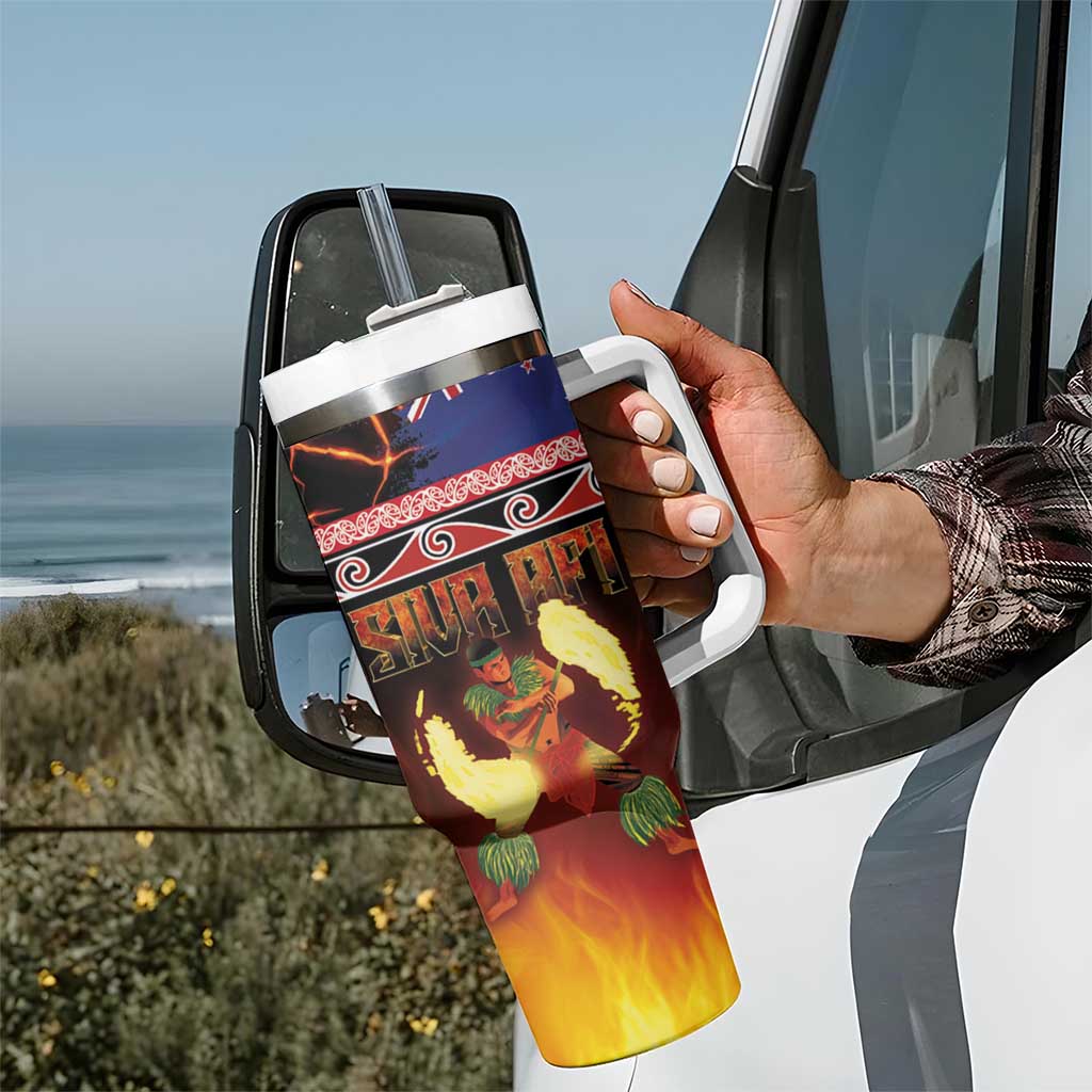 Aotearoa Siva Afi Tumbler With Handle Tribal Performers of Aotearoa Fire Knife Dancing