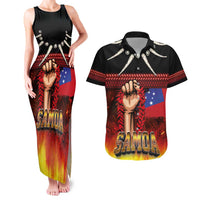 Personalised Samoan Spirit - Samoa Tribal Heritage Couples Matching Tank Maxi Dress and Hawaiian Shirt