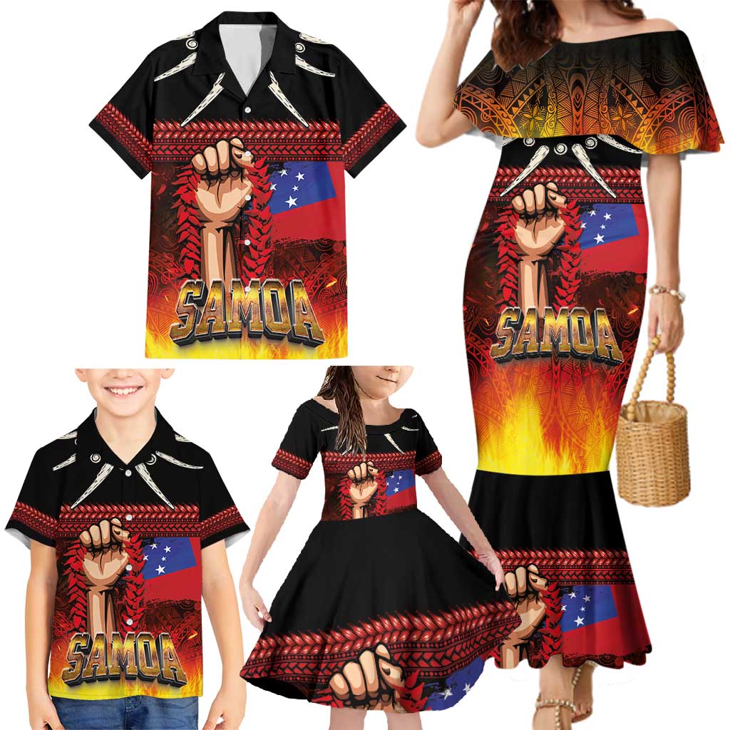 Personalised Samoan Spirit - Samoa Tribal Heritage Family Matching Mermaid Dress and Hawaiian Shirt