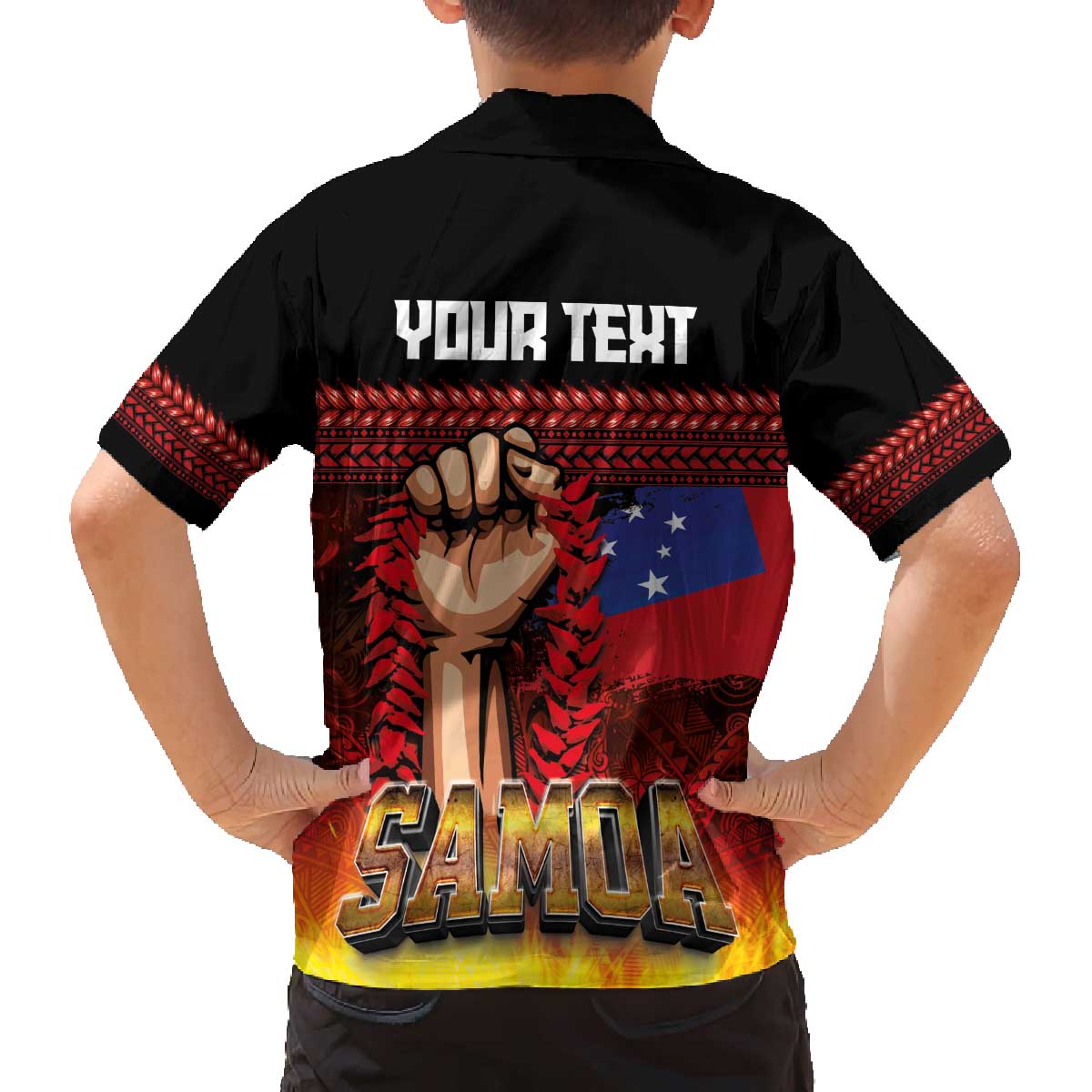 Personalised Samoan Spirit - Samoa Tribal Heritage Family Matching Off The Shoulder Long Sleeve Dress and Hawaiian Shirt