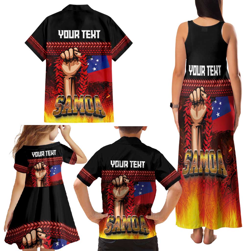 Personalised Samoan Spirit - Samoa Tribal Heritage Family Matching Tank Maxi Dress and Hawaiian Shirt