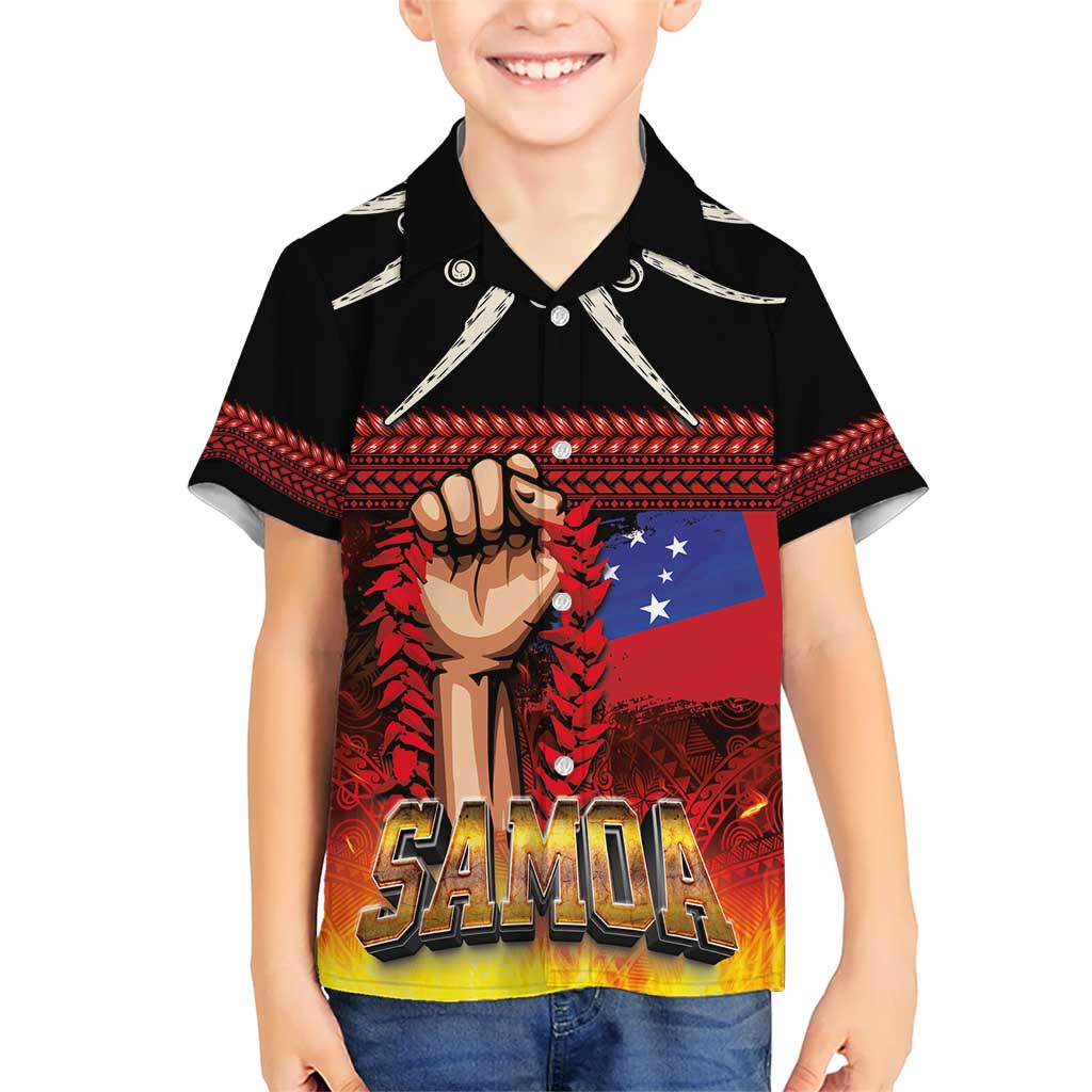 Personalised Samoan Spirit - Samoa Tribal Heritage Kid Hawaiian Shirt LT03 Kid Black - Polynesian Pride