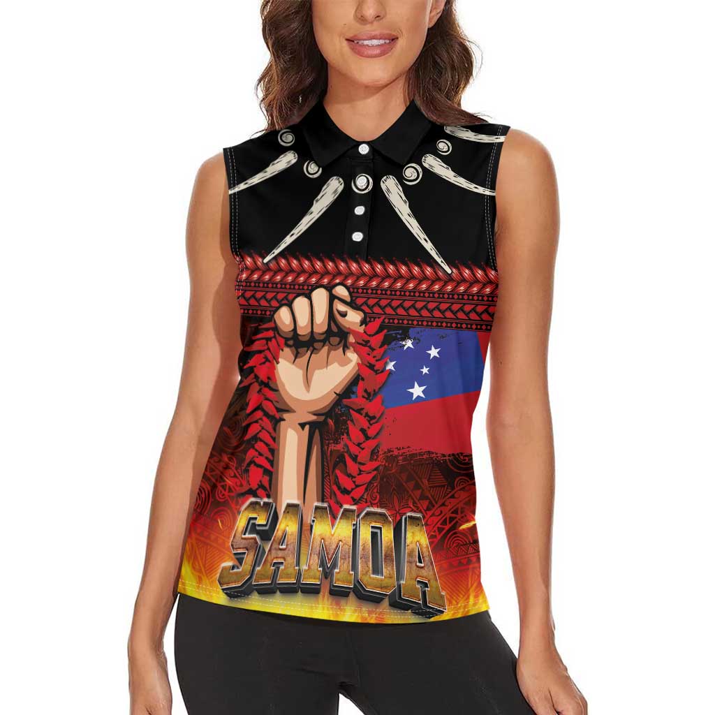 Personalised Samoan Spirit - Samoa Tribal Heritage Women Sleeveless Polo Shirt LT03 - Polynesian Pride