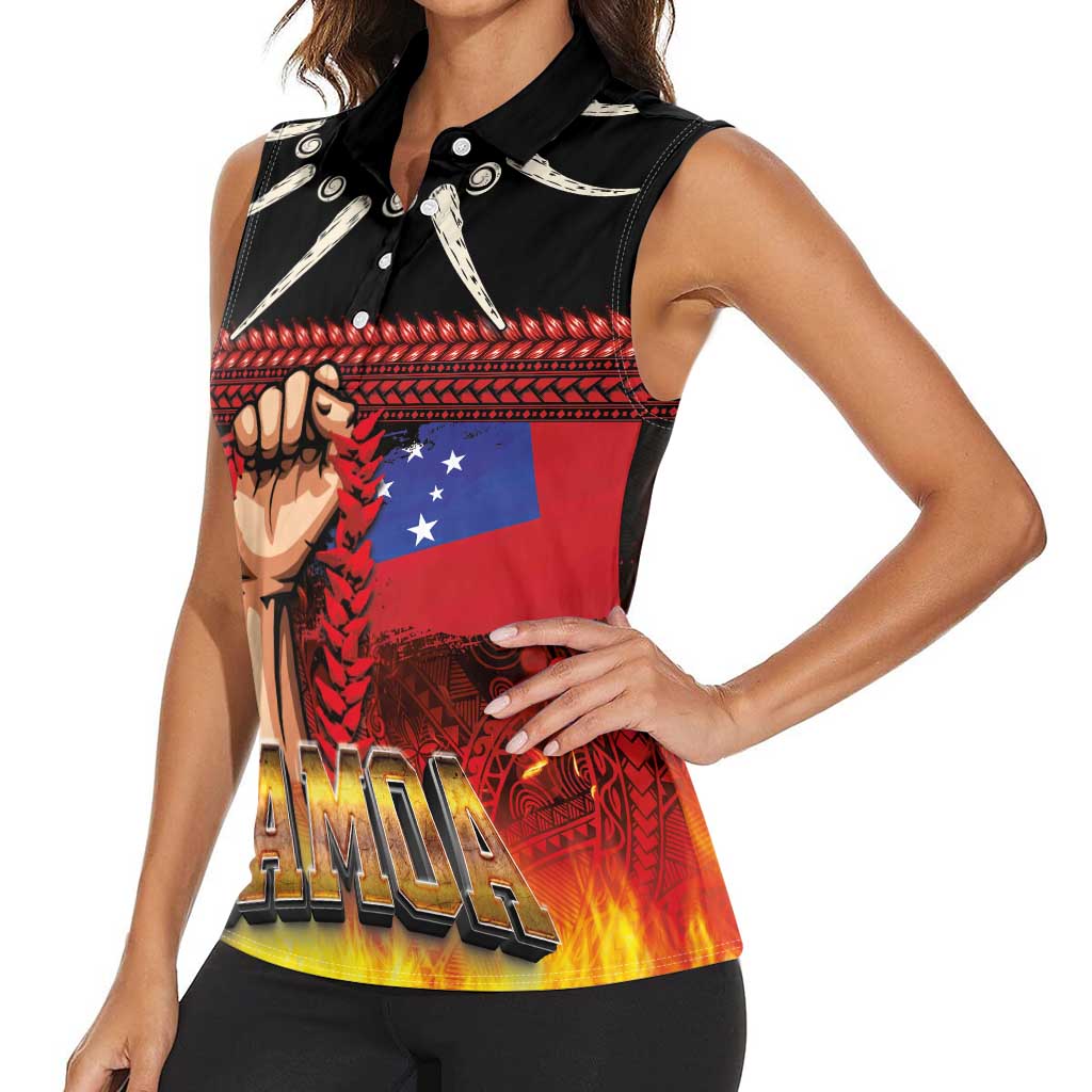 Personalised Samoan Spirit - Samoa Tribal Heritage Women Sleeveless Polo Shirt LT03 - Polynesian Pride