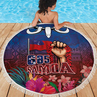Proud of Samoa Beach Blanket Ula Nifo with Samoa 685 and Hibiscus Tapa Tribal Pattern