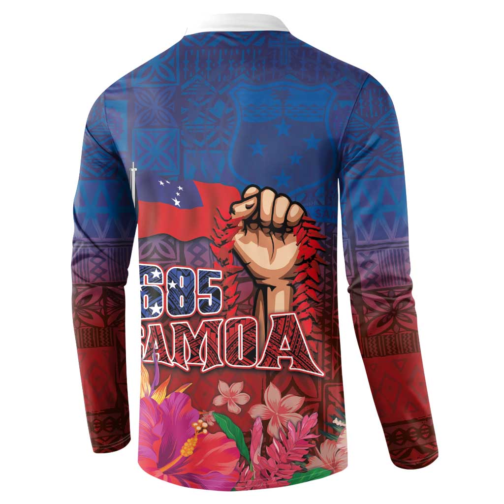 Proud of Samoa Button Sweatshirt Ula Nifo with Samoa 685 and Hibiscus Tapa Tribal Pattern