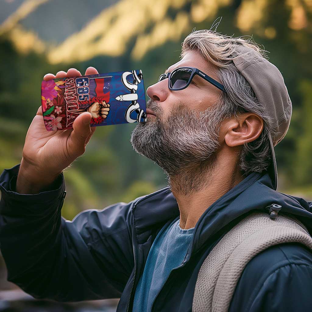 Proud of Samoa 685 4 in 1 Can Cooler Tumbler Ula Nifo and Hibiscus Tapa Tribal Pattern