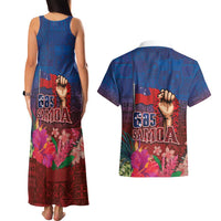 Proud of Samoa Couples Matching Tank Maxi Dress and Hawaiian Shirt Ula Nifo with Samoa 685 and Hibiscus Tapa Tribal Pattern