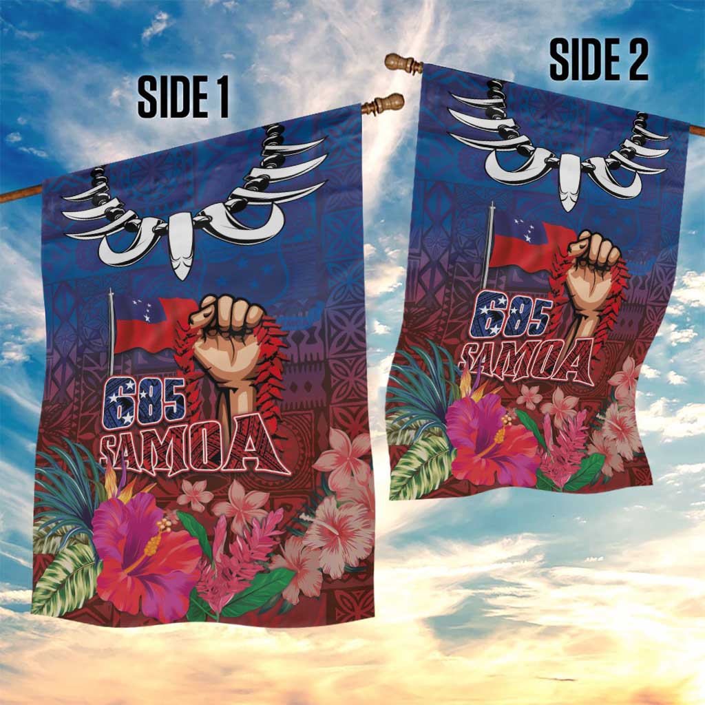 Proud of Samoa Garden Flag Ula Nifo with Samoa 685 and Hibiscus Tapa Tribal Pattern LT03 - Polynesian Pride