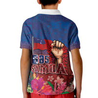 Proud of Samoa Kid Polo Shirt Ula Nifo with Samoa 685 and Hibiscus Tapa Tribal Pattern LT03 - Polynesian Pride