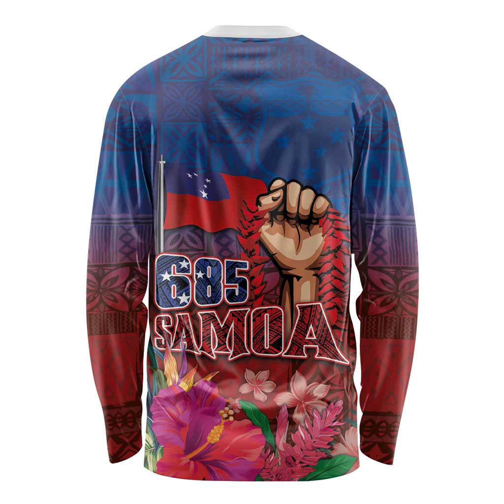 Proud of Samoa Long Sleeve Shirt Ula Nifo with Samoa 685 and Hibiscus Tapa Tribal Pattern