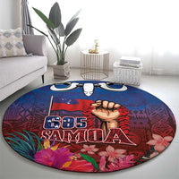 Proud of Samoa Round Carpet Ula Nifo with Samoa 685 and Hibiscus Tapa Tribal Pattern LT03 - Polynesian Pride