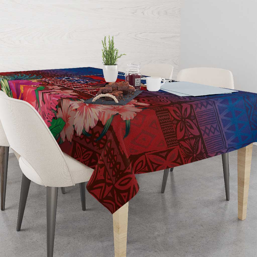 Proud of Samoa Tablecloth Ula Nifo with Samoa 685 and Hibiscus Tapa Tribal Pattern