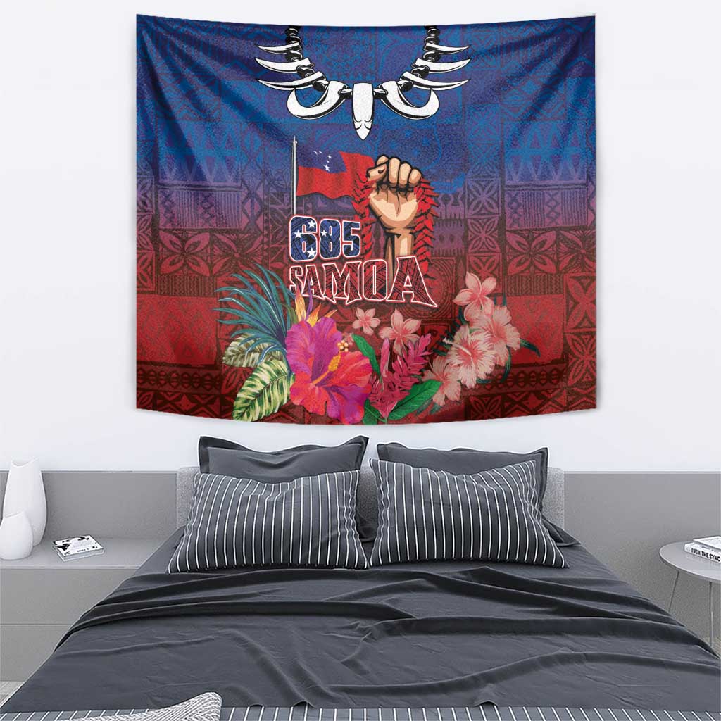 Proud of Samoa Tapestry Ula Nifo with Samoa 685 and Hibiscus Tapa Tribal Pattern LT03 - Polynesian Pride