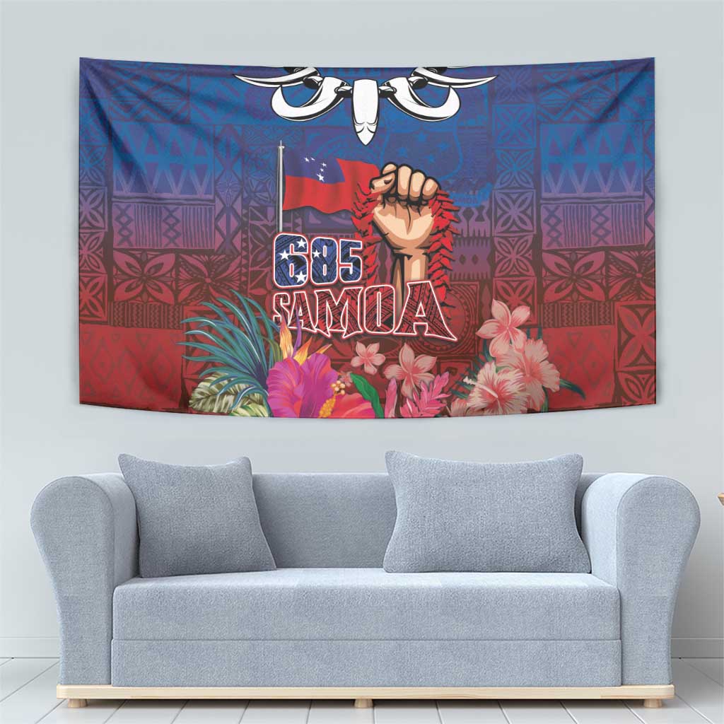 Proud of Samoa Tapestry Ula Nifo with Samoa 685 and Hibiscus Tapa Tribal Pattern LT03 - Polynesian Pride