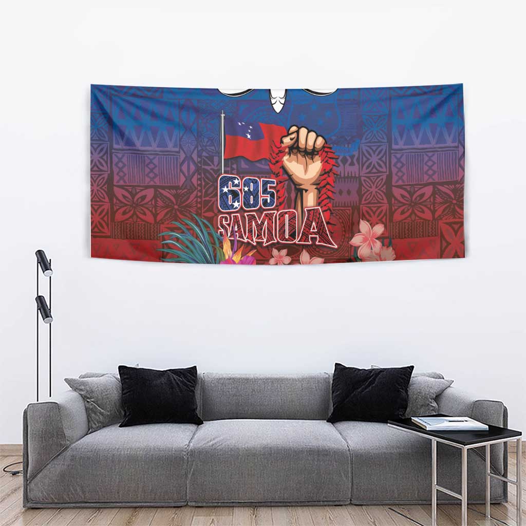 Proud of Samoa Tapestry Ula Nifo with Samoa 685 and Hibiscus Tapa Tribal Pattern LT03 - Polynesian Pride