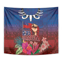Proud of Samoa Tapestry Ula Nifo with Samoa 685 and Hibiscus Tapa Tribal Pattern LT03 - Polynesian Pride