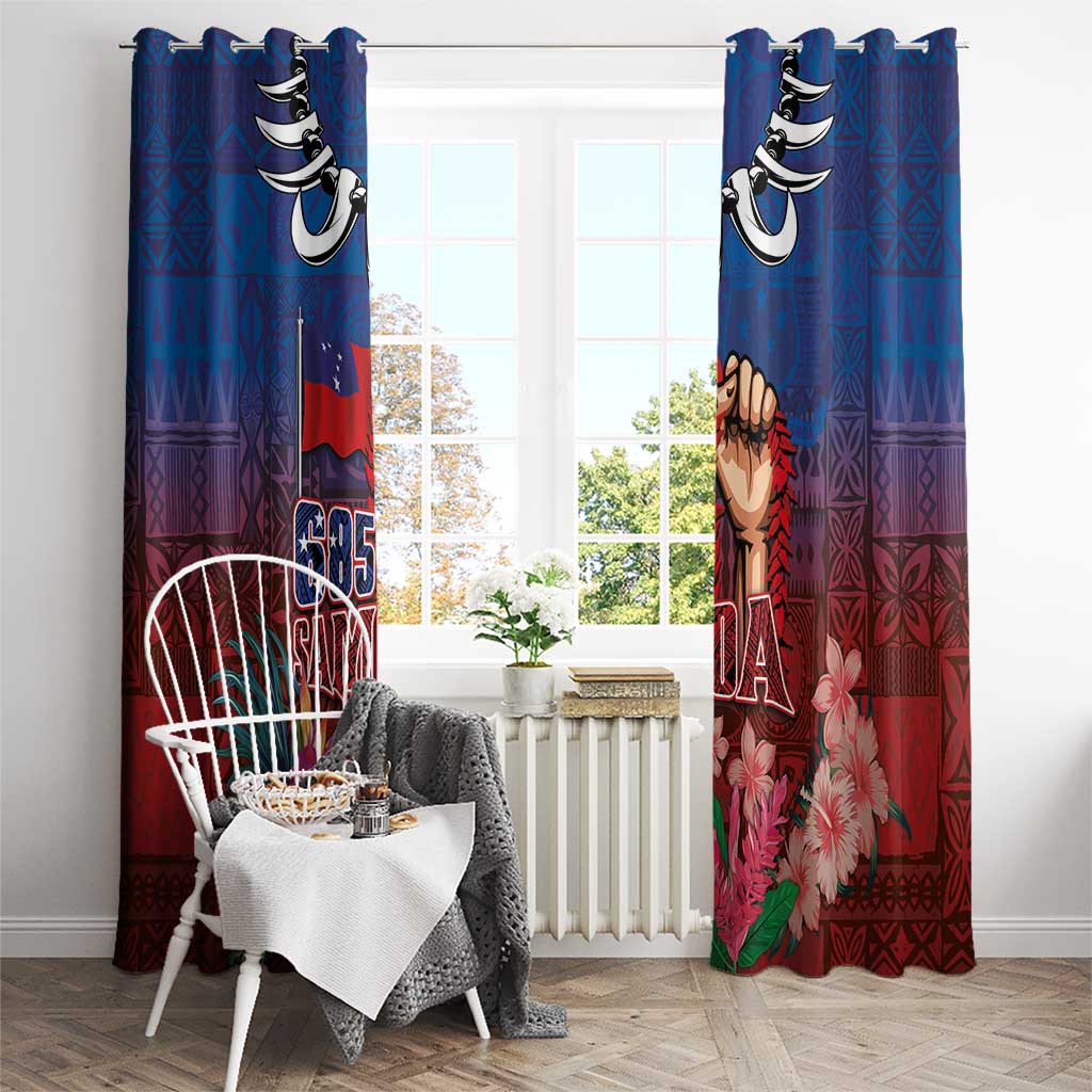 Proud of Samoa Window Curtain Ula Nifo with Samoa 685 and Hibiscus Tapa Tribal Pattern